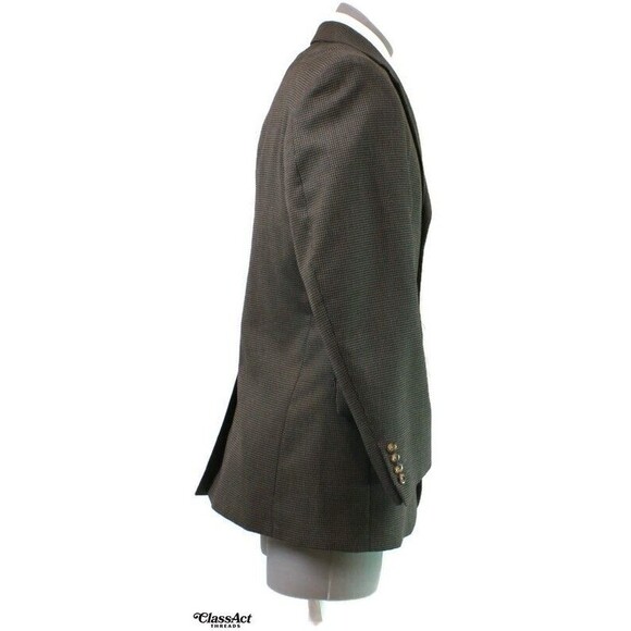 George Men's Green Houndstooth Suit Coat 3 Btn Jacket Blazer Sport Coat 42R - Picture 4 of 7